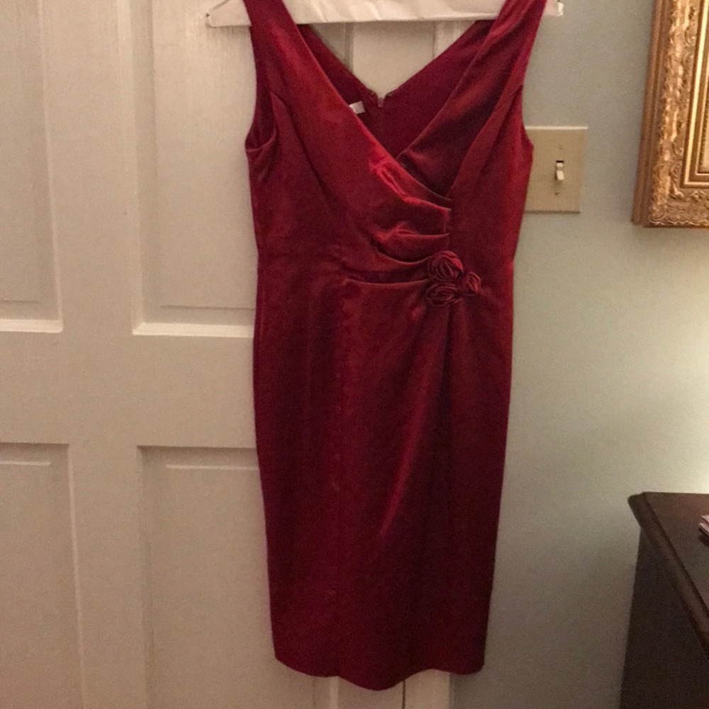 Red satin cocktail dress